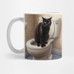 Black Cat Taking A Poop Mug